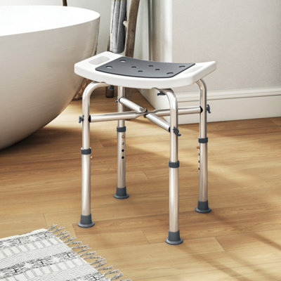 Homcom (Grey) Adjustable Shower Stool With Foot Pads For Elderly - Image 9