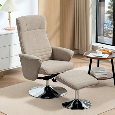 Homcom Upholstered Swivel Recliner Armchair With OttomanBeige from B&Q