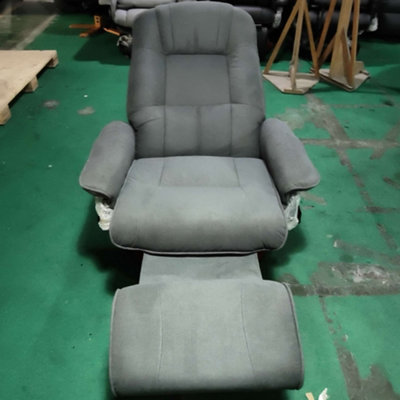 B&Q -  Manual Recliner Swivel Reclining Chair With Footrest Armrests Grey