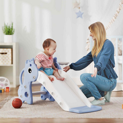 Bobobiy Blue 3 In 1 Kids Slide With Climber, Basketball Hoop And Ball, Giraffe Shape Climber Slide For Indoor Kids Age 1-3, - Image 7