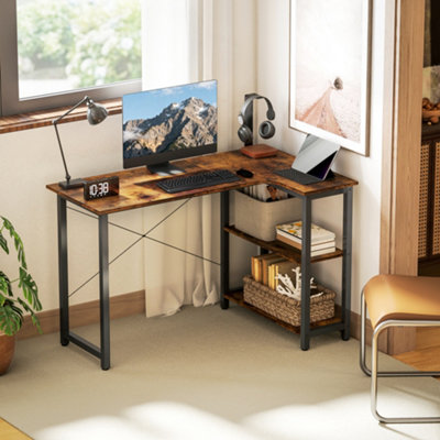 B&Q -  L-Shaped Computer Desk Study Workstation With 2 ShelvesSteel Frame