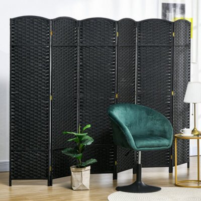 Rackhams Black 6 Panel Folding Room Divider, Freestanding Privacy Screen For Living Room, Bedroom And Office, 240 X 170Cm, - Image 8
