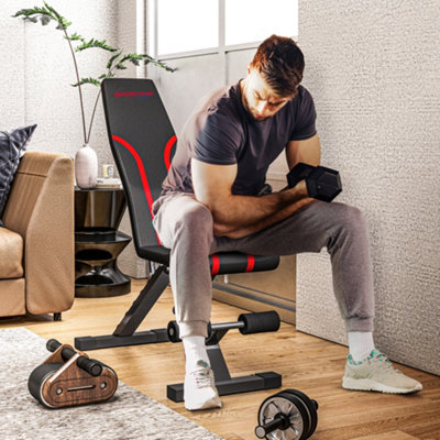 Sportnow Unisex Black Foldable Weight Bench With 6-Level Backrest, Leg Extension In - Image 4