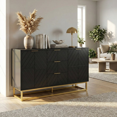Homcom Sideboard Storage Cabinet With Adjustable ShelvesBlack from B&Q