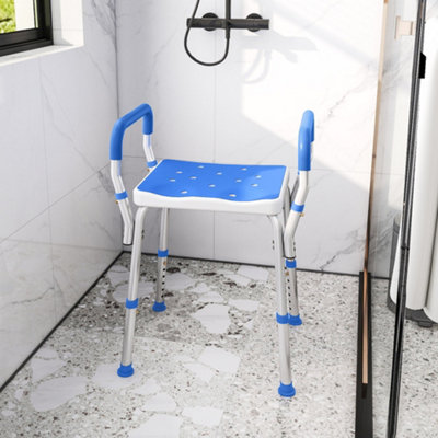 Homcom Green/Blue Rust-Free Aluminium Bath Chair With Adjustable Height, - Image 5