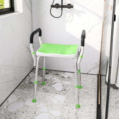 Homcom Green Rust-Free Aluminium Bath Chair With Adjustable Height,