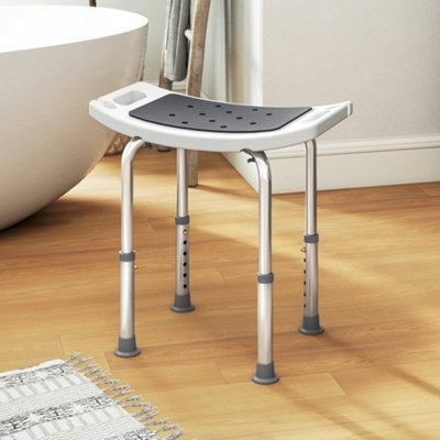 Homcom Grey Adjust Aluminium Bath Stool Shower Non-Slip W/ Shower Hole, - Image 7