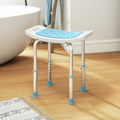 Homcom Turquoise Adjust Aluminium Bath Stool Shower Non-Slip W/ Shower Hole In - Image 10