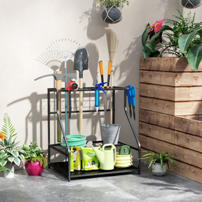 B&Q -  Garden Tool Storage Rack3-Tier Garden Tool Rack With 11 Hooks