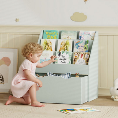 Aiyaplay Green Kids Bookcase W/ Tier Shelves, Drawer, For Bedroom, Nursery, Size 3
