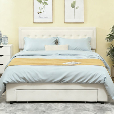 B&Q -  King Size Bed Frame With Storage And Adjustable HeadboardCream