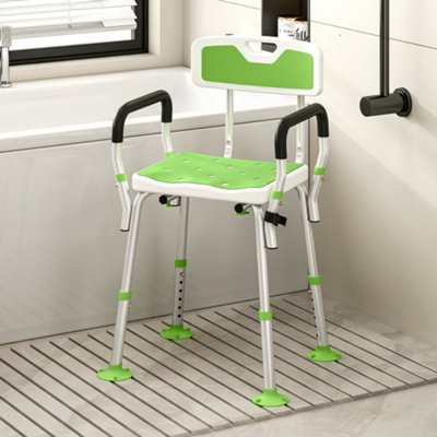 Homcom Padded Shower Stool With Arms And Back, 4 Suction Foot Pads, Green - Image 8