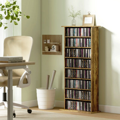 B&Q -  Cd Storage Unit Dvd Tower Blu-Ray Storage Shelf For Living Room Brown