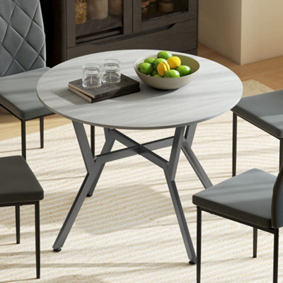 Homcom Grey Small Kitchen Table With Black Steel Legs, Dining Table In - Image 6