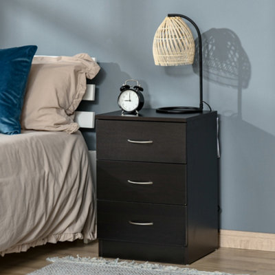 Bobobiy Black Three-Drawer Simple Bedside Table - Image 9