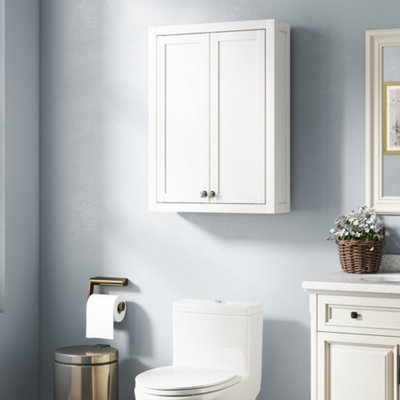Rackhams White Wall Mounted Storage With Adjustable Shelves, Bathroom Wall Cabinet - 1 - 61W X 20D X 84H Cm - Image 7