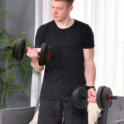 B&Q -  15 Kg Adjustable 2 In 1 Barbell Dumbbells Weight Set For Body Fitness