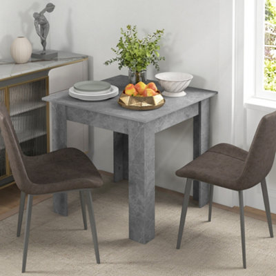 HOMCOM Faux Cement Effect Dining Table - Grey - 80W x 80D cm - Image 7