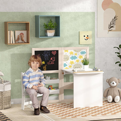 B&Q -  3 In 1 Kids Table And Chair Set With Whiteboard And Blackboard