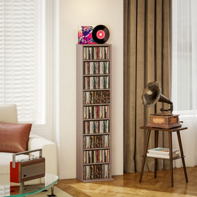 B&Q -  260 Cd Storage Unit 120 Dvd Storage Tower With 9 Compartments Natural