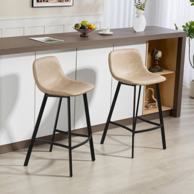Homcom Unisex Light Brown Bar Stools Set Of 2, Bar Chairs With Back And Steel Legs In - Image 10