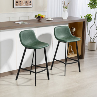 Homcom Bar Stools Set Of 2Bar Chairs With Back And Steel LegsGreen from B&Q