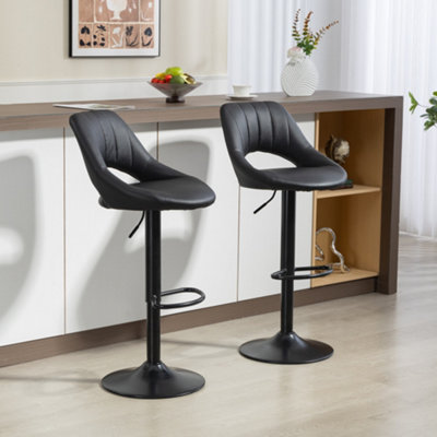 B&Q -  Barstools Set Of 2Dining Stools With Backrest And FootrestBlack