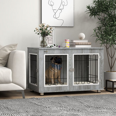 B&Q -  Dog Crate FurnitureDog Crate End Table W/ Soft CushionDouble Door