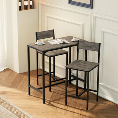 Homcom Bar Table And Stools SetKitchen Table And 2 Chairs With BackrestFootrest from B&Q