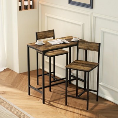 Homcom Bar Table And Stools SetKitchen Table And 2 Chairs With BackrestFootrest from B&Q