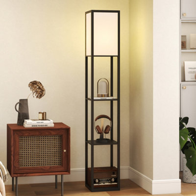 Homcom Floor Lamp With 3-Tier Storage Shelf For Home OfficeBlack from B&Q