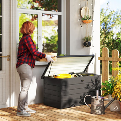 Rackhams Dark/Grey 311L Galvanised Steel Garden Storage Box - Image 10