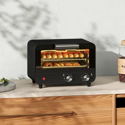 Homcom Small Toaster Oven12L Mini Countertop Oven With Glass DoorBlack from B&Q