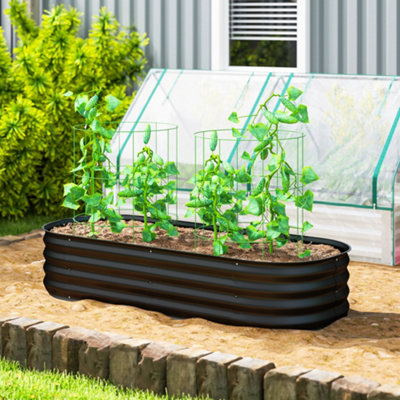 Outsunny Unisex Black Galvanised Raised Garden Bed Planter Box With Safety Edging, - Image 7