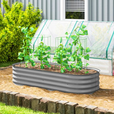 Outsunny Galvanised Steel Raised Garden Bed Planter - 150L x 62W cm - Silver - Image 7