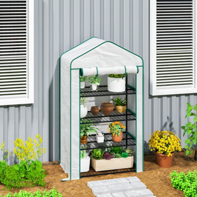 Outsunny 90 X 49 X 160Cm Portable Mini Greenhouse With ShelvesWhite from B&Q