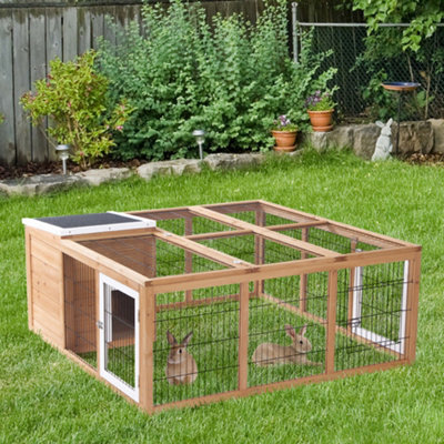 Pawhut Rabbit HutchGuinea Pig House Outdoor Cage W/openable TopYellow from B&Q