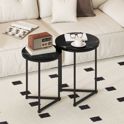 B&Q -  Nesting Coffee Table Set Of 2 With Metal FrameBlack Marble Effect