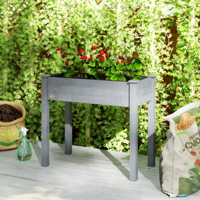 B&Q -  Garden Wooden Planter Flower Raised BedDark Grey