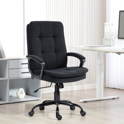 B&Q -  Office ChairComputer Desk Chair With Dual-Layer PaddingBlack