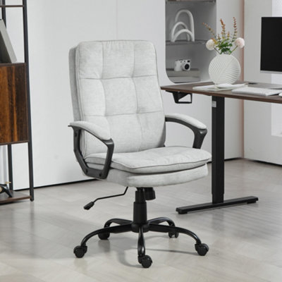 Homcom Grey Office Chair, Computer Desk Chair With Dual-Layer Padding, 12Cm
