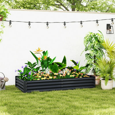 Outsunny Galvanised Raised Garden BedRaised PlanterDark Grey from B&Q