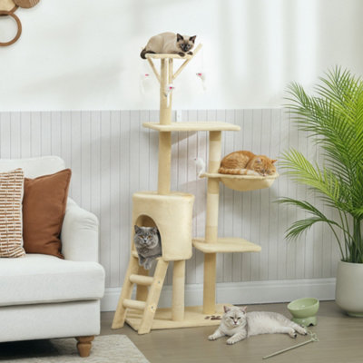 B&Q -  Cat Tree For Indoor Cats134Cm Scratching Post Climbing TowerBeige