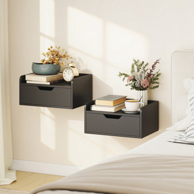 Homcom Floating Nightstands Set Of 2Nightstand With DrawerBlack from B&Q