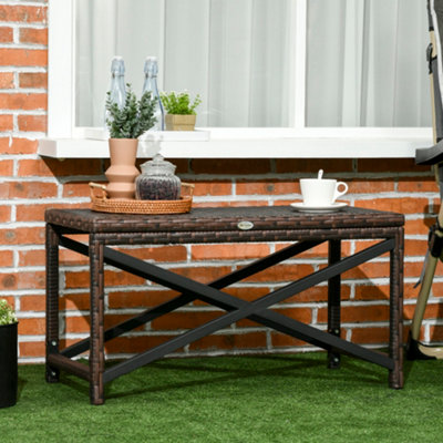 B&Q -  Pe Wicker Outdoor Coffee TableRattan Side Table W/ Plastic Board