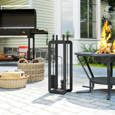 B&Q -  5 Pcs Fireplace Companion SetMetal Fireplace AccessoriesBlack