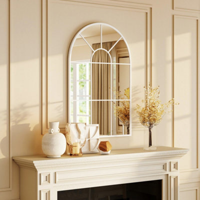 B&Q -  Arched Window Wall Mirror For Living Room Bedroom91X60CmWhite
