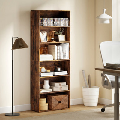 HOMCOM 6 Tier Bookshelf - Brown - Particle Board - Image 9