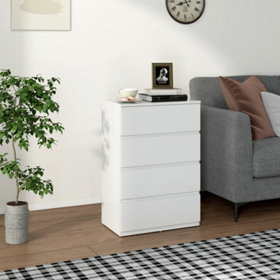 B&Q -  Bedroom Chest Of DrawersHigh Gloss 4 Drawers DresserWhite