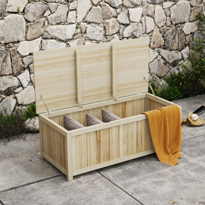 Outsunny 172 Litre Outdoor Storage BoxWooden Terrace BoxNatural from B&Q